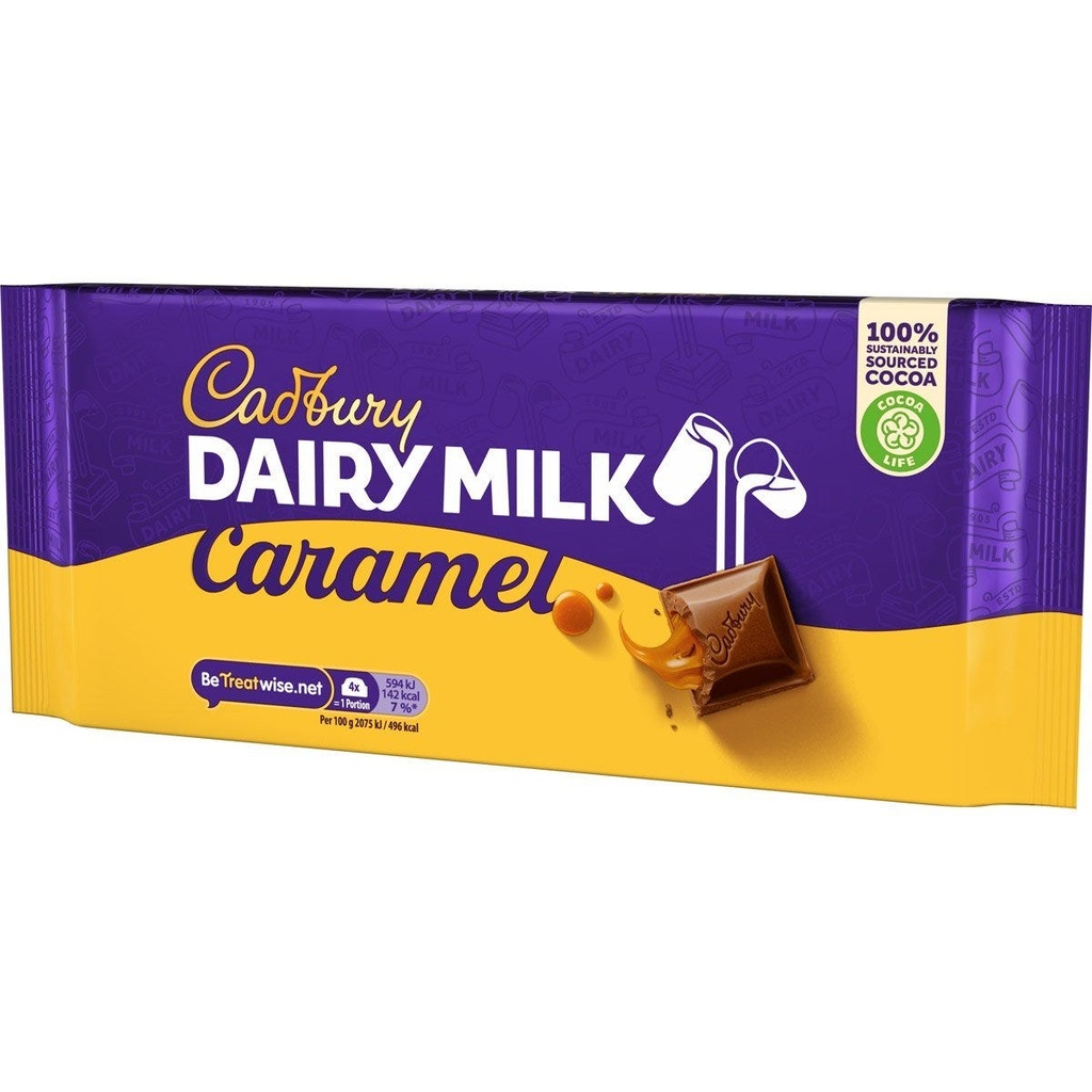 Dairy Milk Caramel Chocolate Bar 180g Box of 17