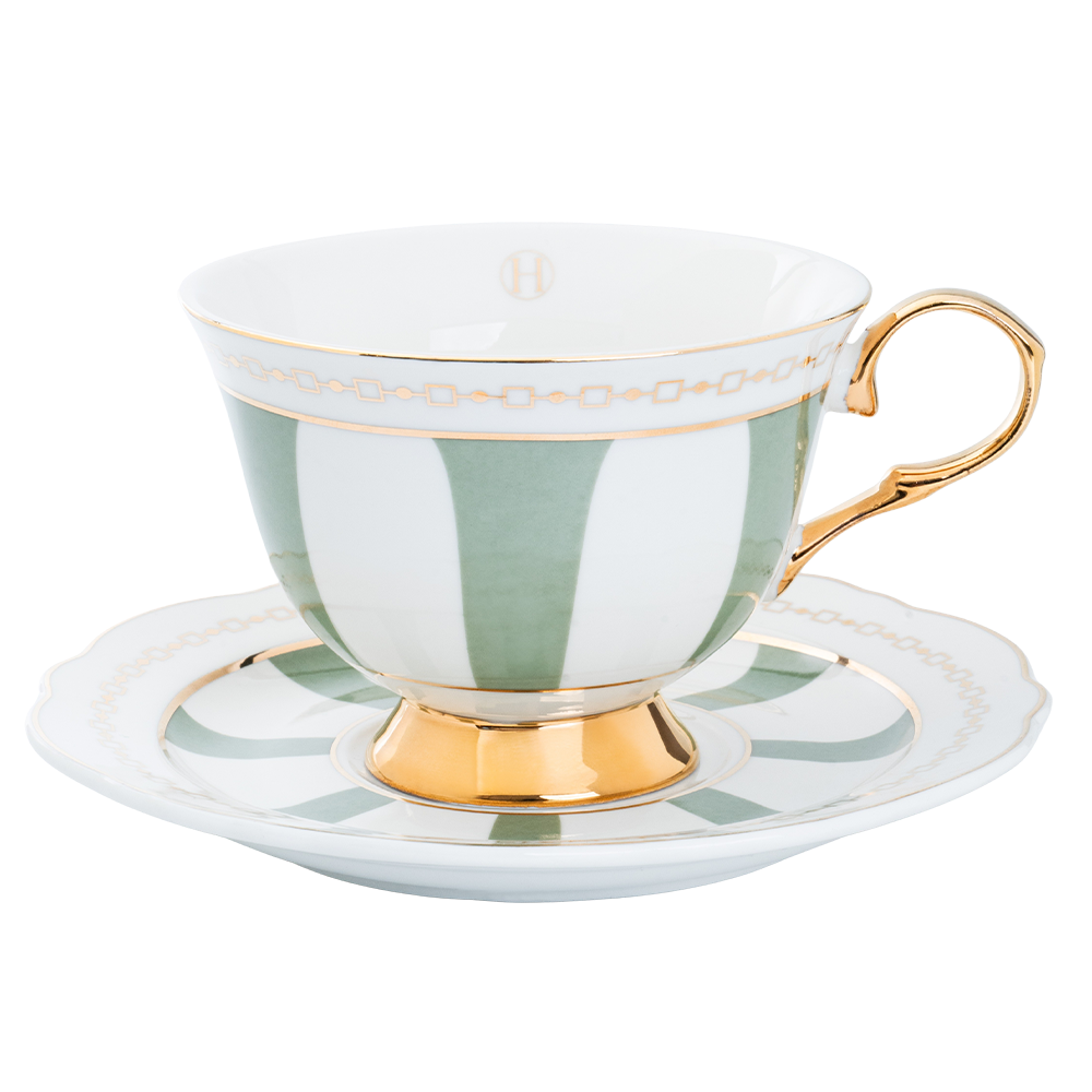 HILKE CUP W SAUCER - STRISCE SALVIA